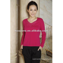 basic v neck women's cashmere OEM sweater